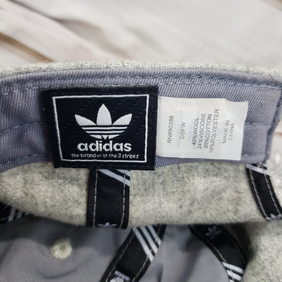 Adidas Relaxed Wool Blend Strapback Hat Gray White Embroidered - Picture 10 of 12